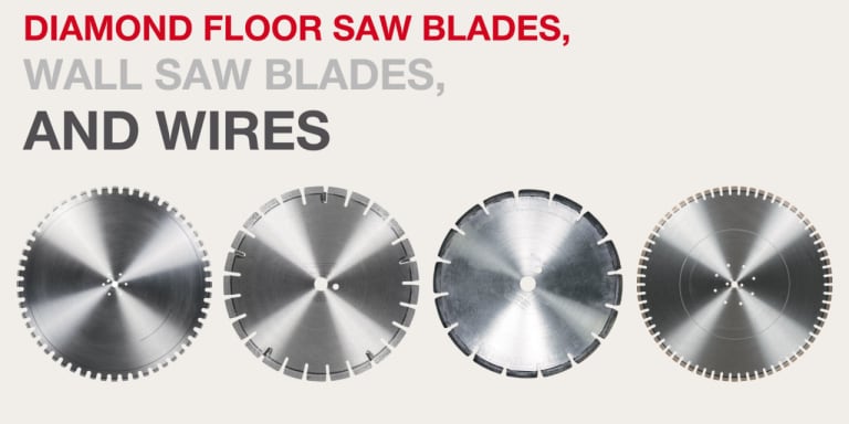 Diamond floor saw blades, wall saw blades, and wires