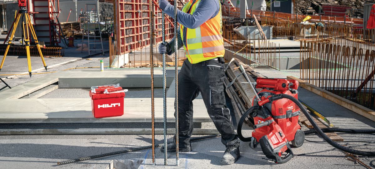Vertical Post installed rebar with HY 200 R v3 mortar, drilled with TE 70-ATC/AVR SDS Max (TE-Y) rotary hammer with HDB