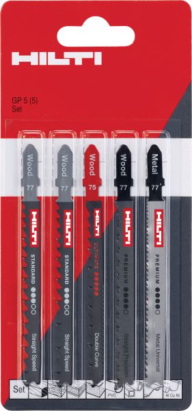 Sets of jig saw blades